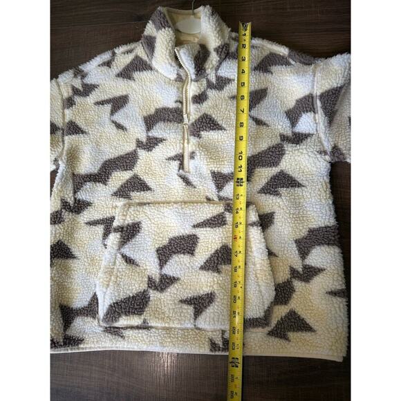 United by Blue Recycled Sherpa Half Zip Pullover Egret Cream Beige Tan Size S - Picture 6 of 7